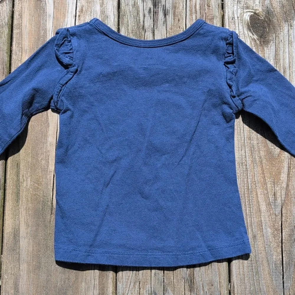 Carter's 18 Month Girls Blue Long Sleeve Gold Glitter She Rex Tee Shirt